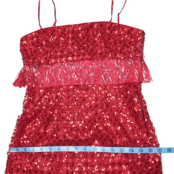 Saylor NYC Caitriona Sequin Fringe Red Mini Dress S - Picture 6 of 11